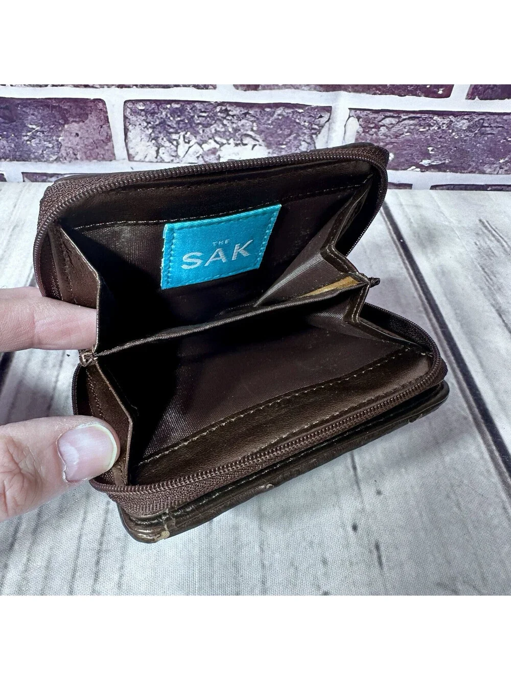 The SAK Zebra Print Brown Tan Gold Zip Around Wallet - RARE (see pictures)